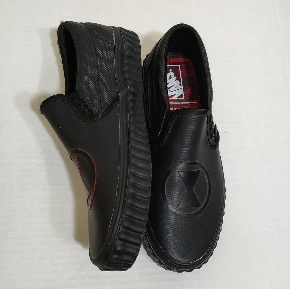 Vans Off The Wall Unisex X Marvel Leather Slip-On Shoes Black Widow 5 6.5 - Picture 7 of 11